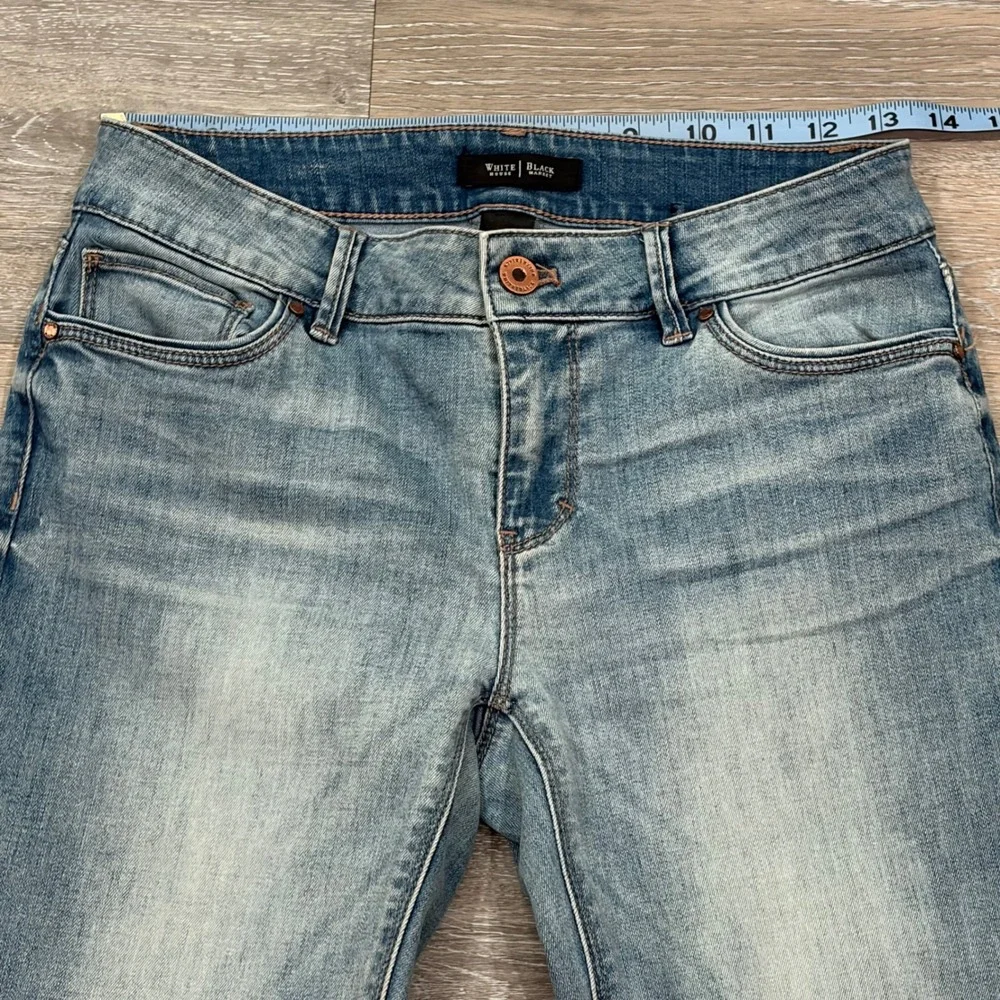 White House Black Market Skimmer Jeans Light Wash Ankle Zip Denim Womens Size 2